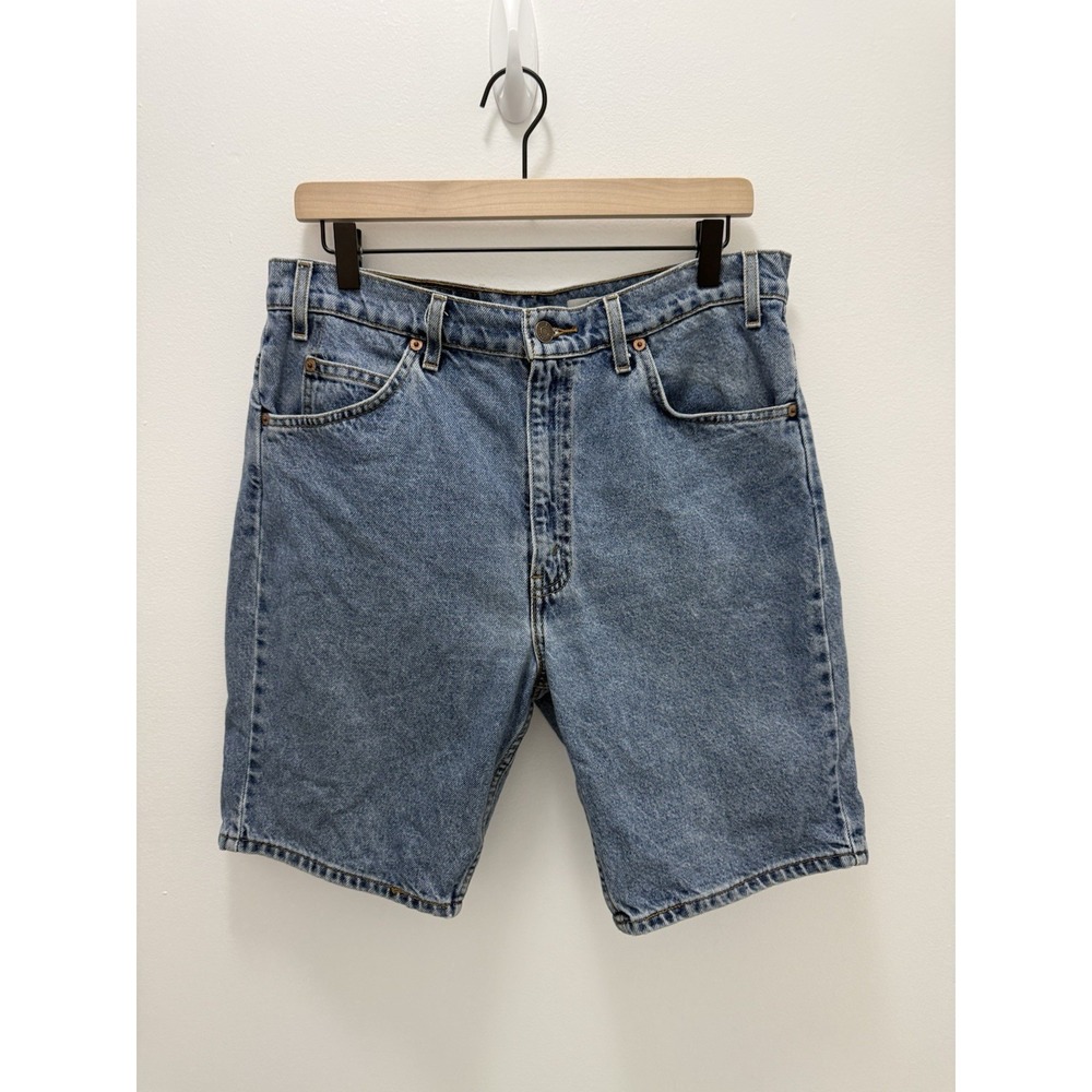 Levi's 505 Denim Shorts Mens W34 Blue Regular Fit Classic Straight Jean Shorts